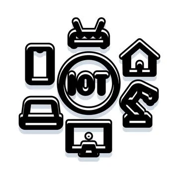 Internet of things connecting smart devices and automation Illustrazione stock