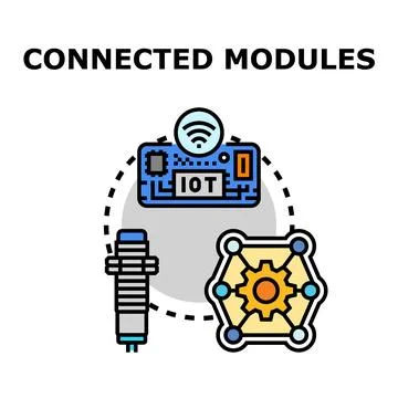 Internet of things connecting smart industrial modules Stock Illustration