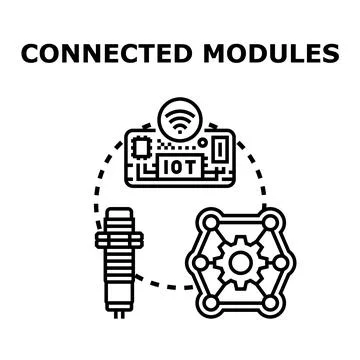 Internet of things connecting smart industrial modules Stock Illustration