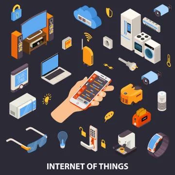 Internet Of Things Control Isometric Poster Illustration