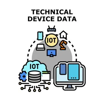 Internet of things devices processing data illustration Stock Illustration