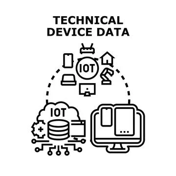 Internet of things devices processing data illustration Stock Illustration