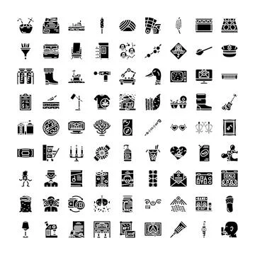 Internet of things digital technology glyph icons set Stock Illustration
