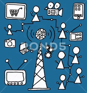 Internet of things drawings set network Stock Illustration