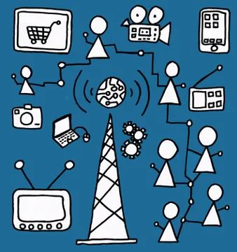 Internet of things drawings set network Stock Illustration