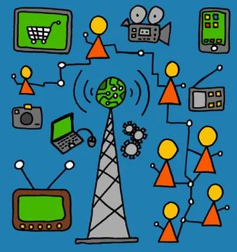 Internet of things drawings set network Stock Illustration
