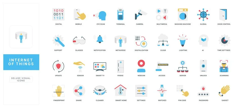 Internet of Things Flat Icon Set Collection Stock Illustration