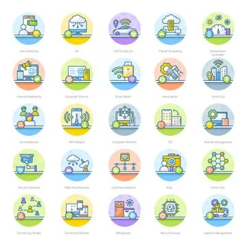Internet of Things Flat Icons Pack Stock Illustration