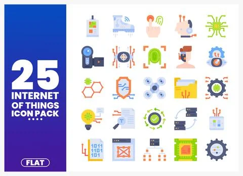 Internet of Things Flat Icons Pack on White Background Illustrazione stock