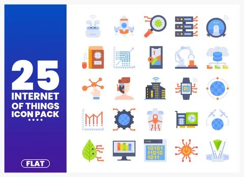 Internet of Things Flat Icons Set Ilustração Stock