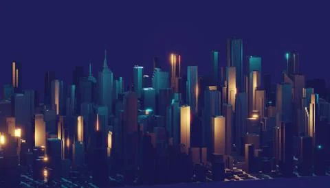 Internet of things. Futuristic technology background, cyberspace game city. 3d Illustrazione stock