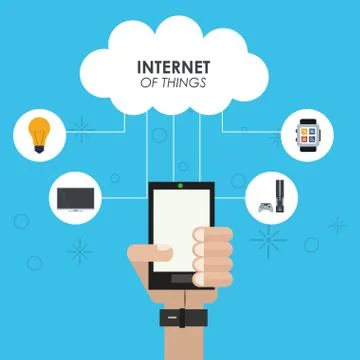 Internet of things hand smartphone cloud computing device Stock Illustration