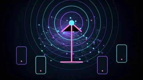 Internet Of Things Hub Loop - Neon Device Connection Backdrop Video stock 341955853