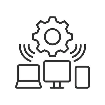 Internet of Things, icon in line design. IoT devices, smart home, connected Stock-Illustration