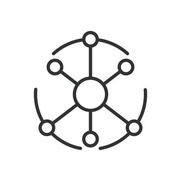 Internet of things icon in line design. IoT network hub, smart devices Stock Illustration