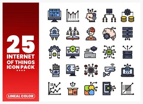 Internet of Things icon pack collection featuring technology symbols and di.. Ilustração Stock