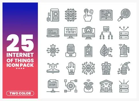 Internet of Things icon pack with distinct symbols on a white background. r.. Stock Illustration