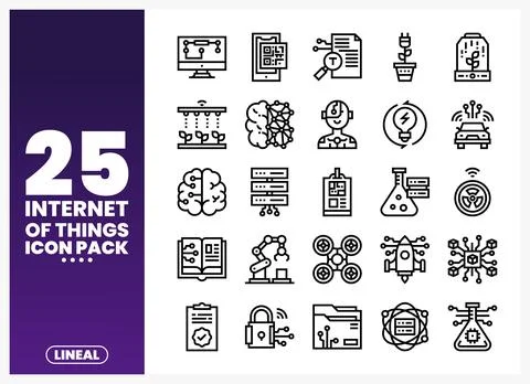 Internet of Things icon pack featuring technology. automation. and connecti.. 스톡 일러스트