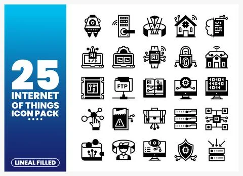 Internet of Things icon pack graphic design. digital technology. network co.. 库存插图