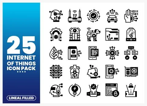 Internet of Things icon pack with lineal filled symbols. technology and sma.. Stock Illustration