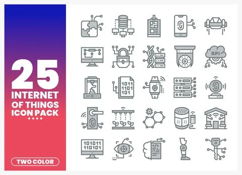 Internet of Things icon pack with technology and data elements. presented o.. Ilustração Stock