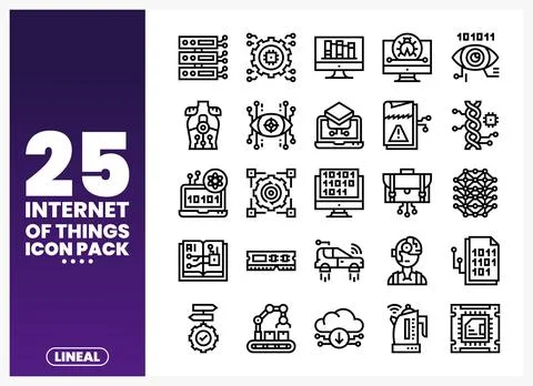 Internet of Things icon pack for technology and data analysis. digital inte.. Stock Illustration