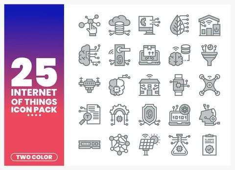 Internet of Things icon pack with two-color design. technology concept Stock Illustration