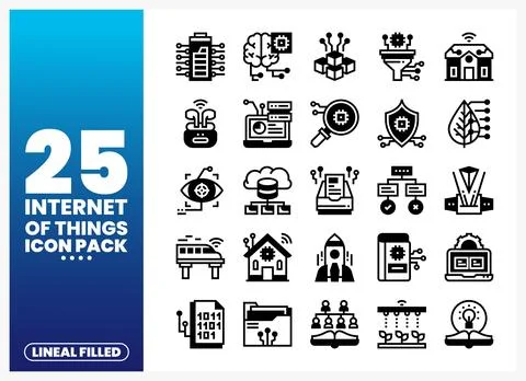 Internet of Things icon set with abstract digital elements and technology s.. Ilustração Stock