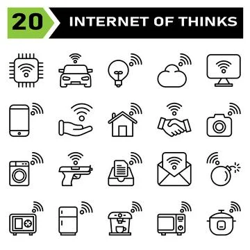 Internet of things icon set include chip, internet of things, processor, chip Stockillustratie