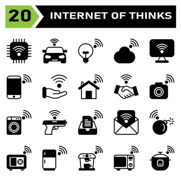 Internet of things icon set include chip, internet of things, processor, chip Illustrazione stock