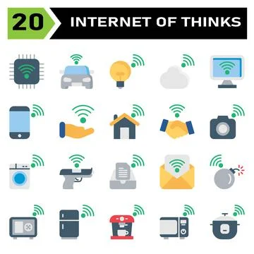 Internet of things icon set include chip, internet of things, processor, chip Illustrazione stock