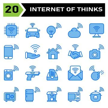 Internet of things icon set include chip, internet of things, processor, chip イラスト素材