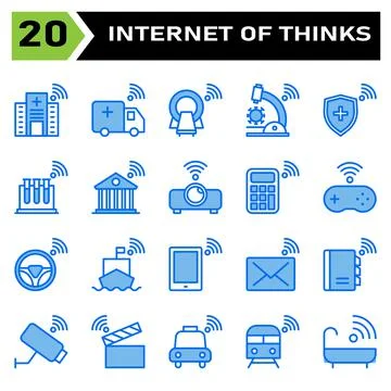 Internet of things icon set include hospital, clinic, internet of things, amb 스톡 일러스트