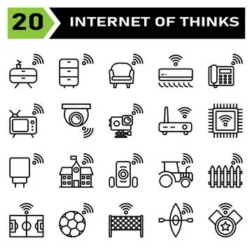 Internet of things icon set include cabinet, furniture, internet of things, s Stock Illustration