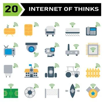 Internet of things icon set include cabinet, furniture, internet of things, s Stock Illustration