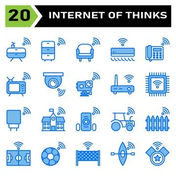 Internet of things icon set include cabinet, furniture, internet of things, s Stock Illustration