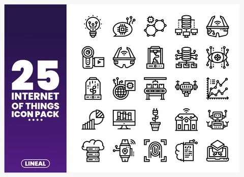Internet of Things icon set technology concepts in abstract digital environ.. イラスト素材