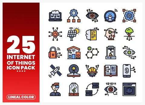 Internet of Things icon set on white background. digital concept graphics 库存插图