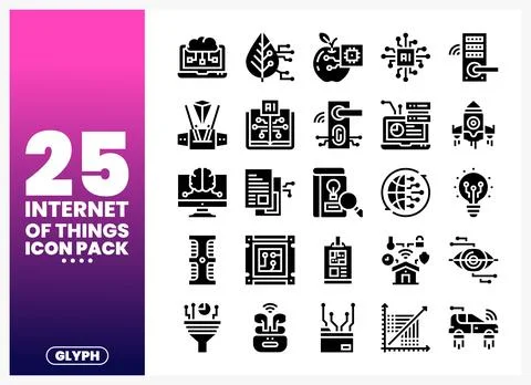 Internet of Things icon set on white. abstract technology illustrations. Di.. Stock Illustration