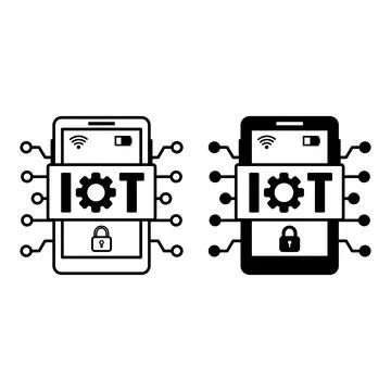 Internet of Things Icons. Black and White Vector Illustration. Mobile Phone.. Stock Illustration