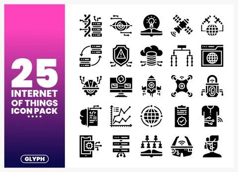 Internet of Things icons collection with smart home. connectivity. and data.. Stock Illustration