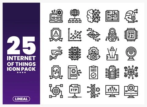 Internet of Things icons featuring binary code and global network. against .. Stock Illustration