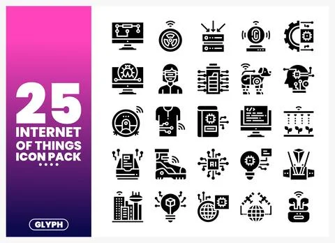 Internet of Things icons featuring technology and devices Stock Illustration