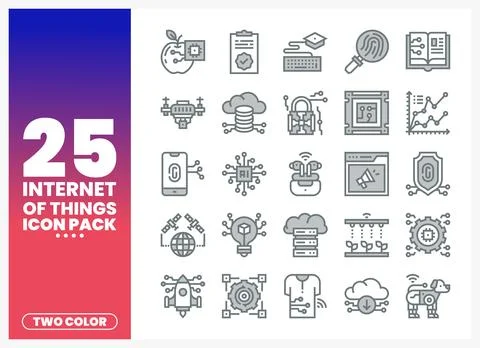 Internet of Things icons featuring technology concepts on a white background Stock Illustration