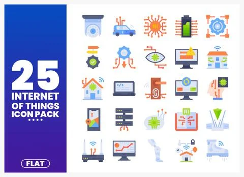 Internet of Things Icons in Flat Design Ilustração Stock