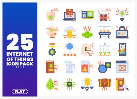 Internet of Things Icons Flat Design Pack on White Background Stock Illustration