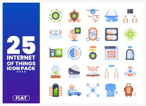 Internet of Things icons in flat design style on a white background Stock Illustration