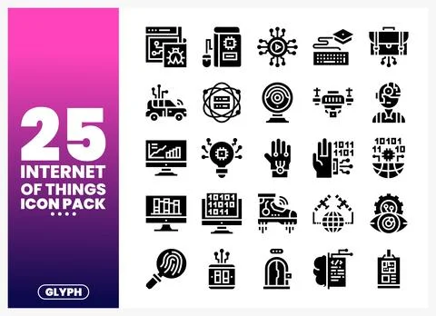 Internet of Things Icons pack showing connected devices. data. and technolo.. Stock Illustration
