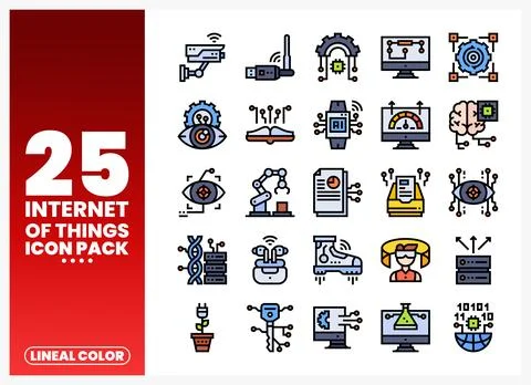 Internet of Things icons set with cloud. AI. robotics. and data. イラスト素材