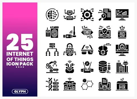 Internet of Things icons showing smart technology and connectivity in a dig.. Stock Illustration